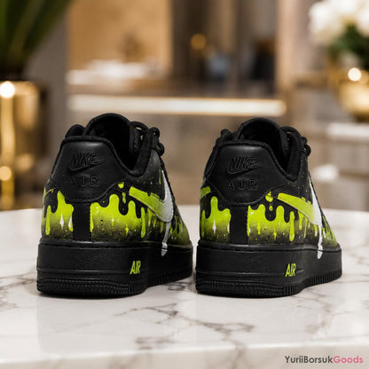 Hand-Painted Neon Drip Air Force 1 Sneakers, Custom Streetwear Kicks (Made to Order)