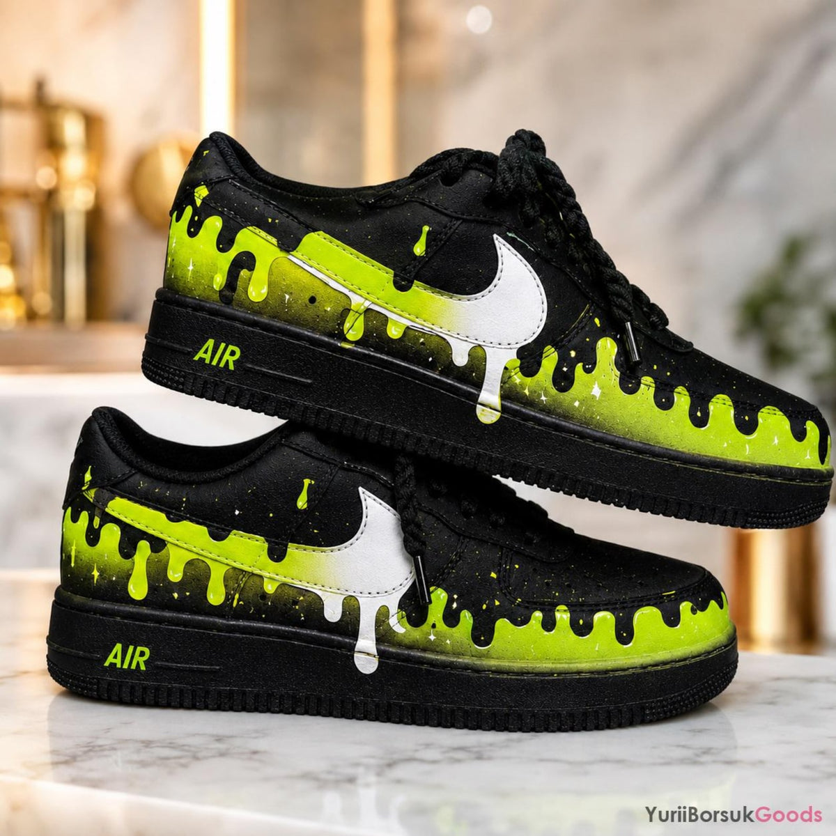 Hand-Painted Neon Drip Air Force 1 Sneakers, Custom Streetwear Kicks (Made to Order)