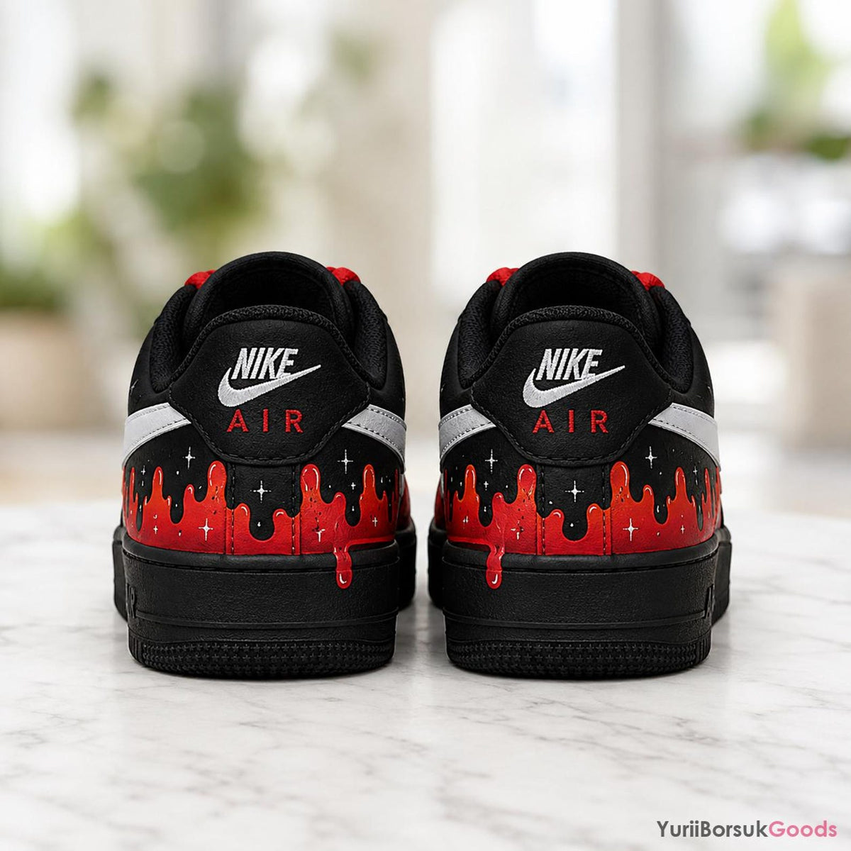 Hand-Painted Red Drip Air Force 1 Sneakers, Custom Galaxy Kicks (Made to Order)