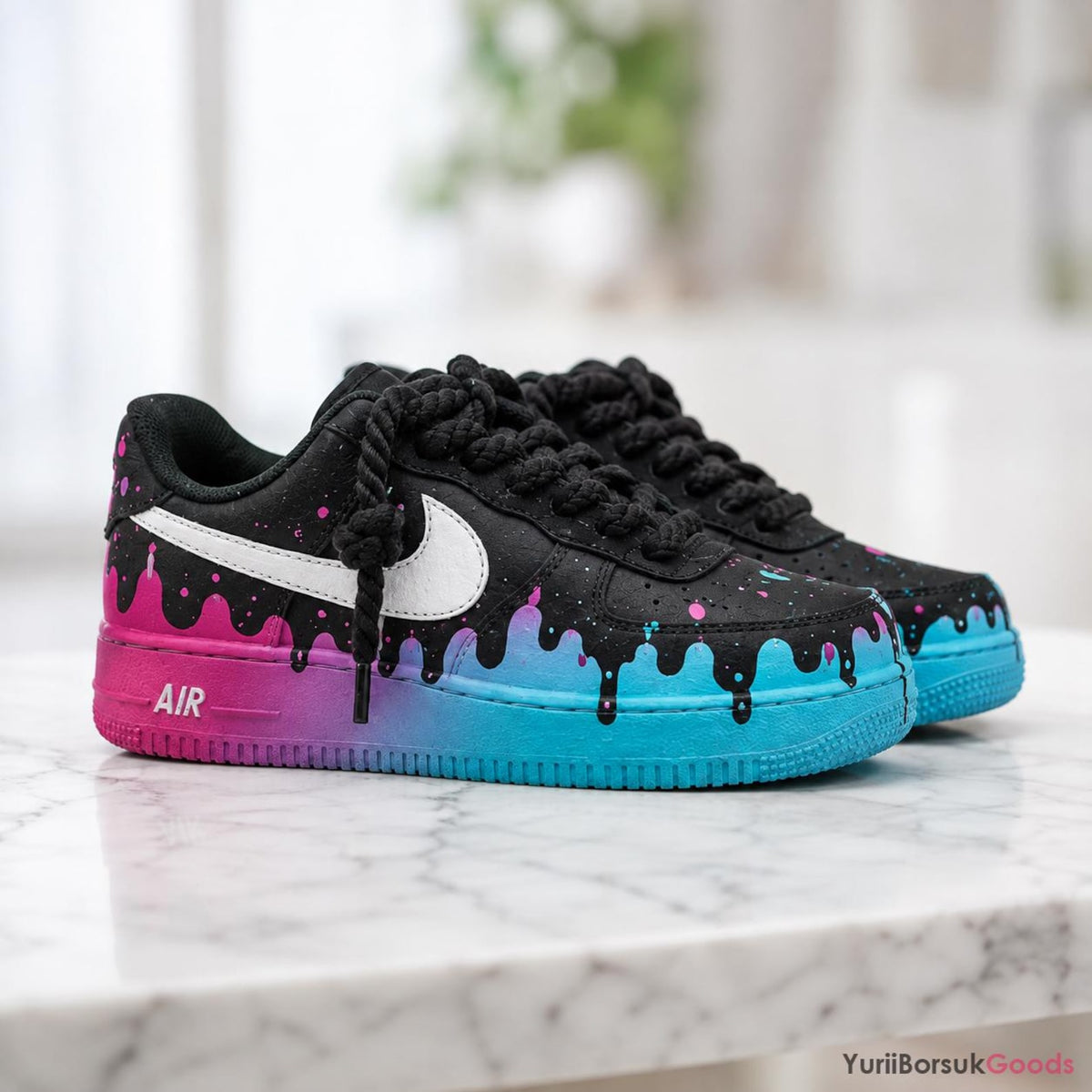 Hand-Painted Cotton Candy Drip Air Force 1 Sneakers, Custom Wedding Shoes (Made to Order)