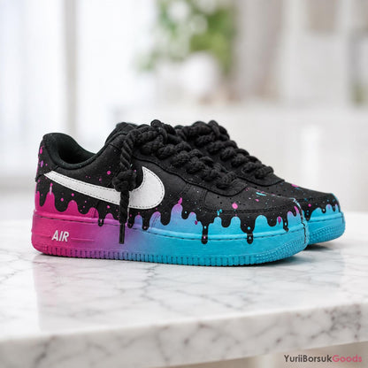Hand-Painted Cotton Candy Drip Air Force 1 Sneakers, Custom Wedding Shoes (Made to Order)