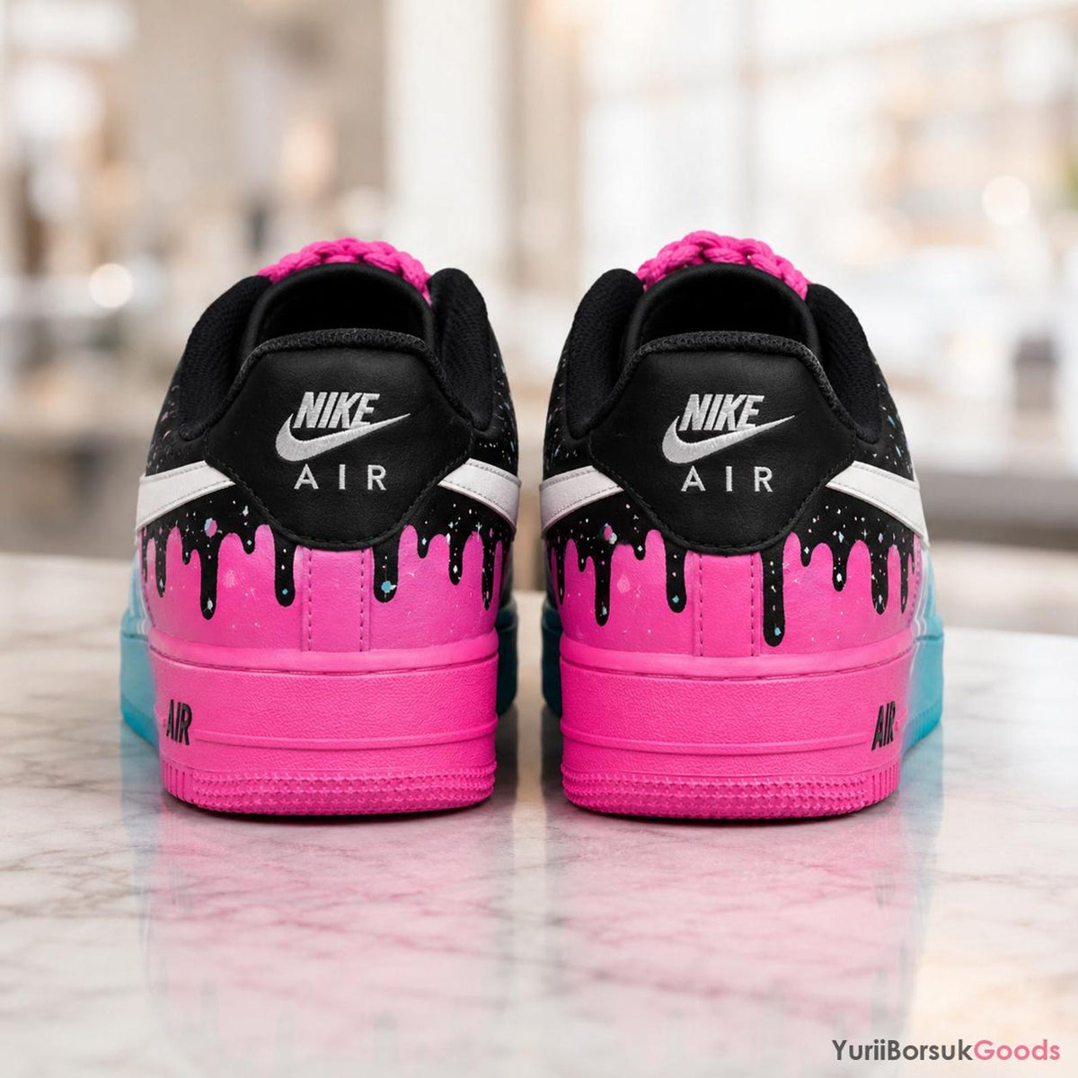 Hand-Painted Cotton Candy Drip AF1 Sneakers, Custom Wedding Shoes (Made to Order)
