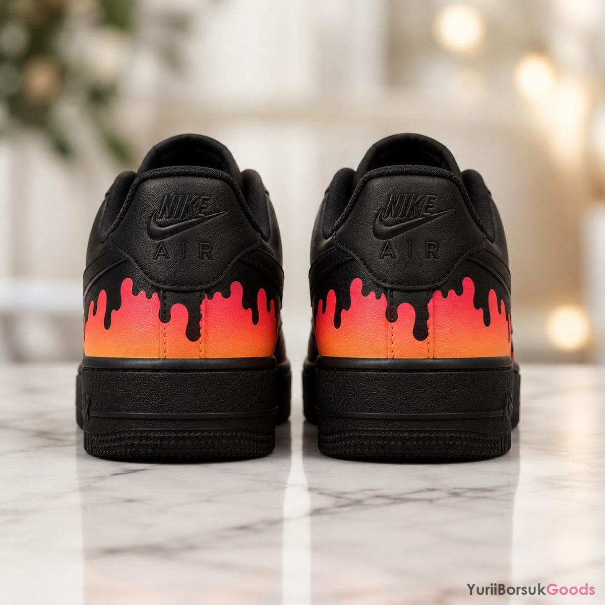 Hand-Painted Sunset Drip Sneakers, Orange Pink Gradient AF1 Low, Custom Wedding Gift