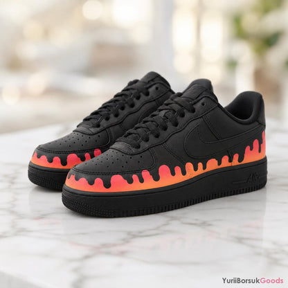 Hand-Painted Sunset Drip Sneakers, Orange Pink Gradient AF1 Low, Custom Wedding Gift