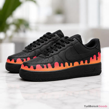 Hand-Painted Sunset Drip Sneakers, Orange Pink Gradient AF1 Low, Custom Wedding Gift