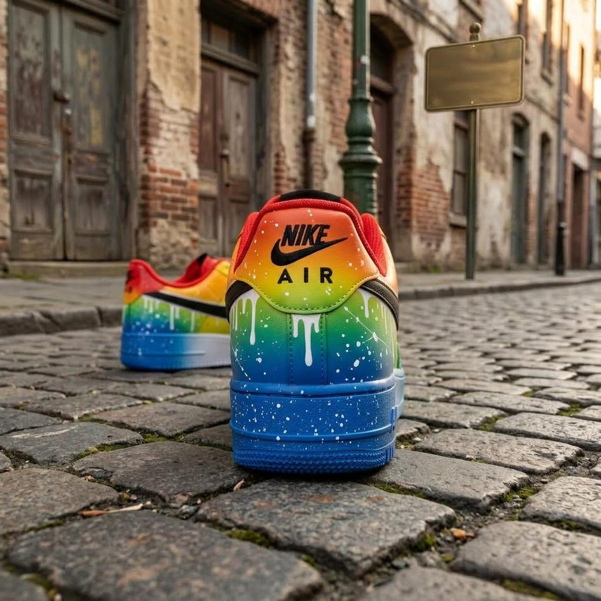 Rainbow Hand Painted Sneakers, Custom Shoes, Paint Splatter Design, Colorful Streetwear