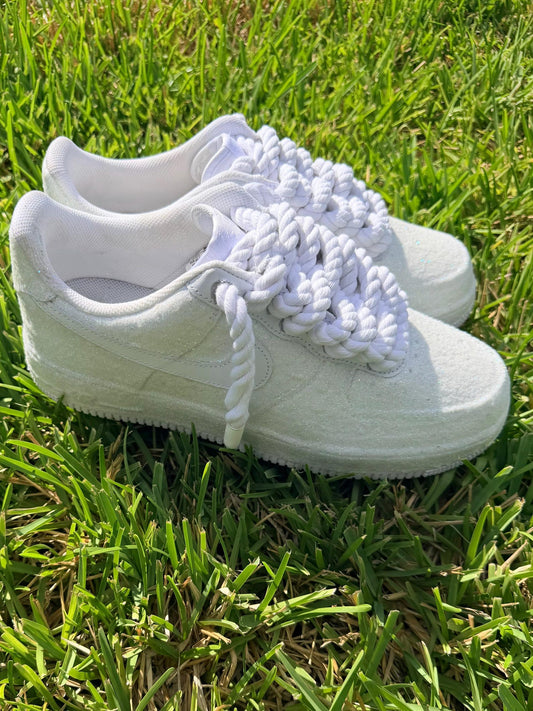 White Glitter Custom Hand-Painted Sneakers | Made to Order