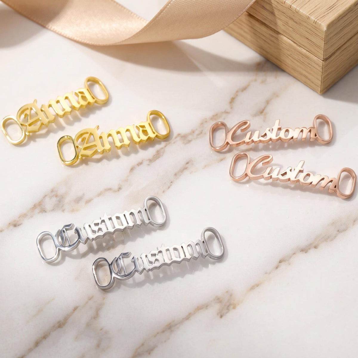 Custom 18K Gold Shoe Lace Charm – Personalized Cursive Letter Sneaker Accessory, Gift for Sneakerheads