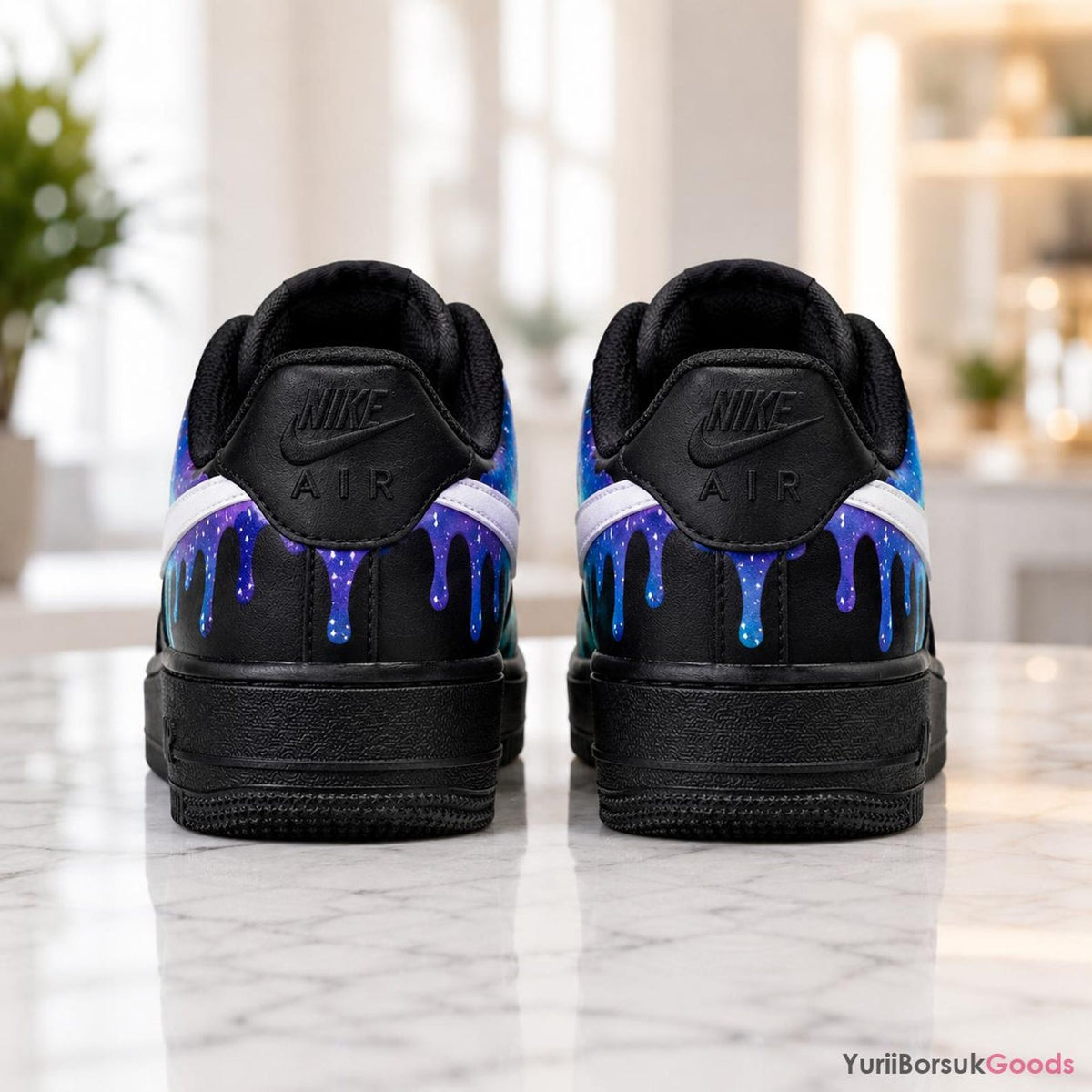 Custom Hand-Painted Galaxy Drip Air Force 1 Sneakers, Personalized Wedding Gift
