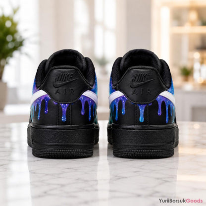 Custom Hand-Painted Galaxy Drip Air Force 1 Sneakers, Personalized Wedding Gift