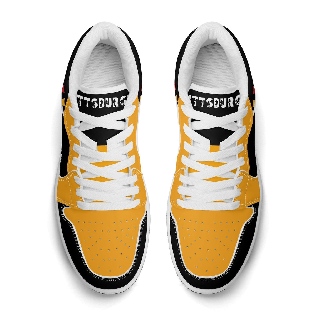 Pittsburgh Football Shoes, Black Gold Fan Sneakers for Men and Women, Steel City Game Day Kicks, Pennsylvania Football Gift, Fan Sneakers
