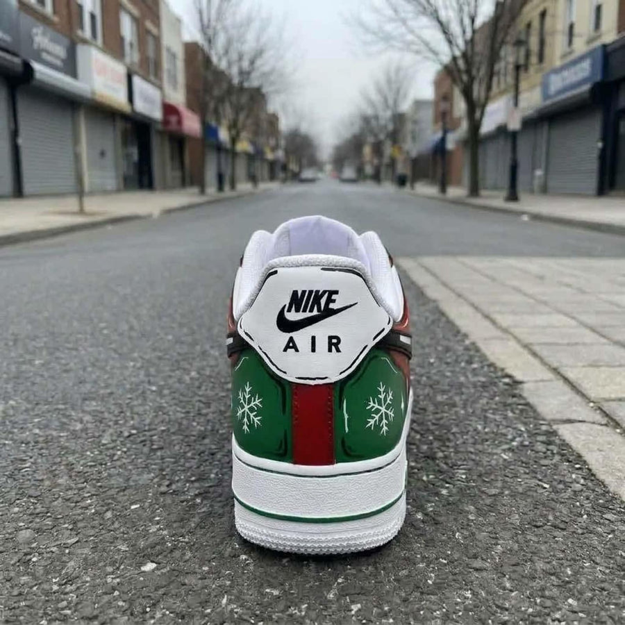 Festive Custom Shoes, Hand Painted Christmas AF1, Holiday Streetwear Kicks
