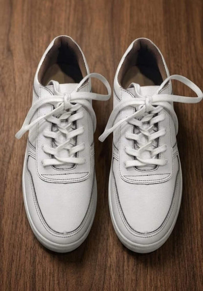 Men's Black Full Grain Leather Handmade Sneakers – Comfortable Walking Shoes