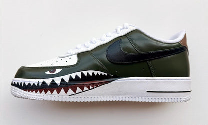 Custom Fighter Jet Air Force 1 | Hand Painted Military Aviation Shark Teeth Sneakers