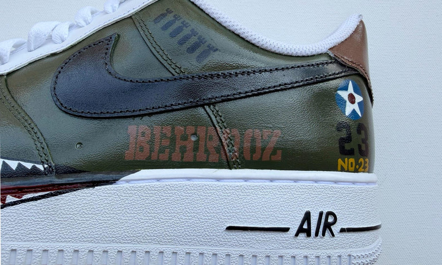 Custom Fighter Jet Air Force 1 | Hand Painted Military Aviation Shark Teeth Sneakers
