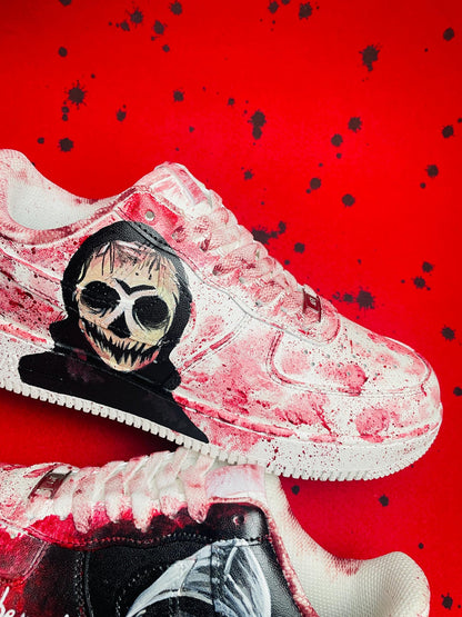 Custom Hand Painted AF1 Sneakers, Horror Skull Grim Reaper Shoes, Bloody Goth Halloween Art, Personalized Scary Movie Gift Men Women