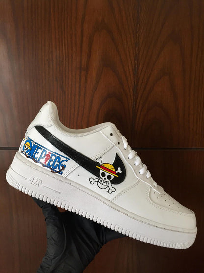 Custom Hand Painted AF1 Sneakers, One Piece Monkey D Luffy Shoes, Straw Hat Pirate Manga Art, Personalized Anime Gift Men Women