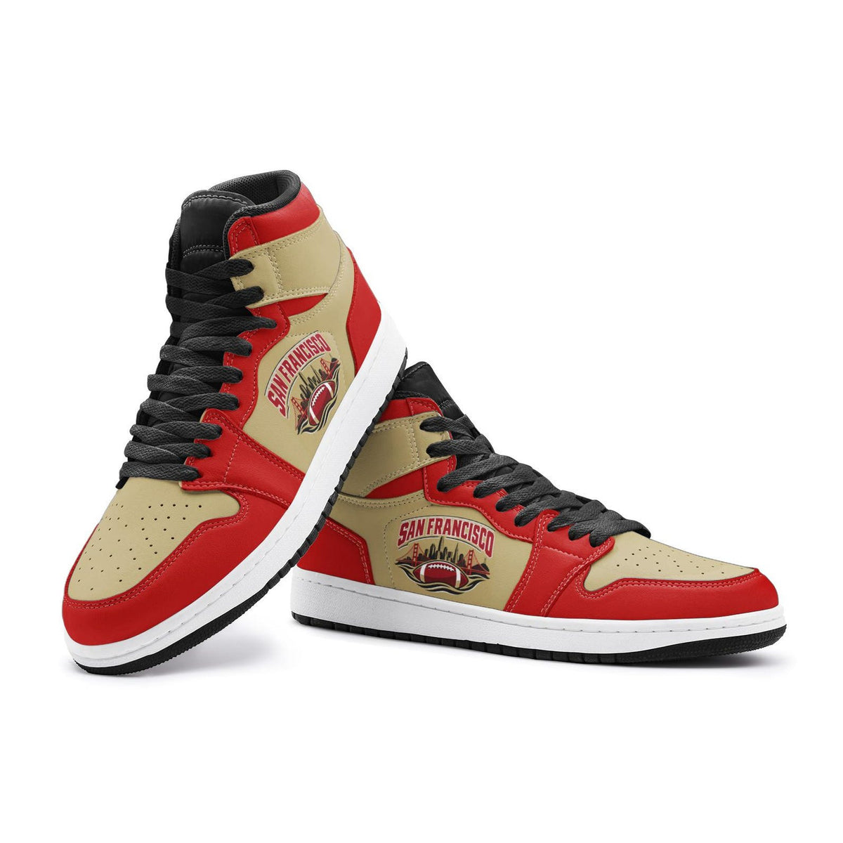 San Francisco Football High Top Sneakers, Red Gold Game Day Shoes, SF Bay Area Fan Gift, Unisex Custom High Tops Men Women