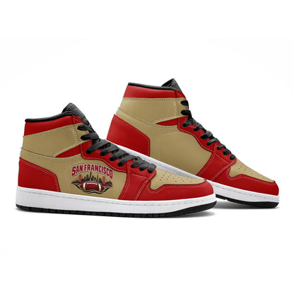 San Francisco Football High Top Sneakers, Red Gold Game Day Shoes, SF Bay Area Fan Gift, Unisex Custom High Tops Men Women