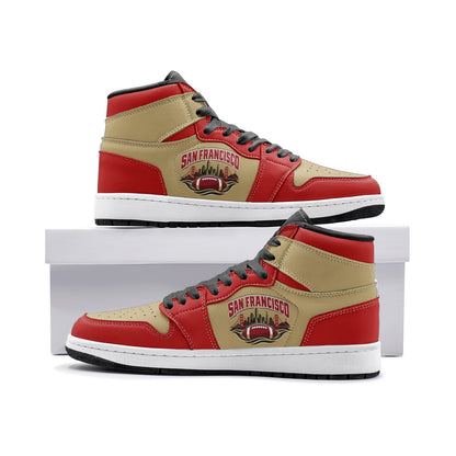 San Francisco Football High Top Sneakers, Red Gold Game Day Shoes, SF Bay Area Fan Gift, Unisex Custom High Tops Men Women