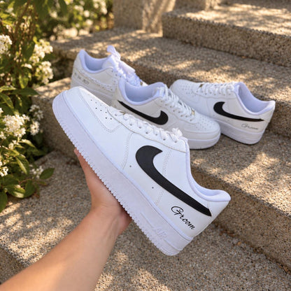 Bride & Groom Wedding Sneakers, Personalized Matching Couple Shoes