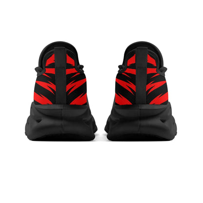 Red Black Tiger Stripe Sneakers, School Spirit Shoes, Team Color Athletic Shoes, Game Day Sneakers, Red Black Sports Fan Shoes