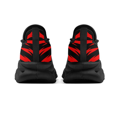 Red Black Tiger Stripe Sneakers, School Spirit Shoes, Team Color Athletic Shoes, Game Day Sneakers, Red Black Sports Fan Shoes