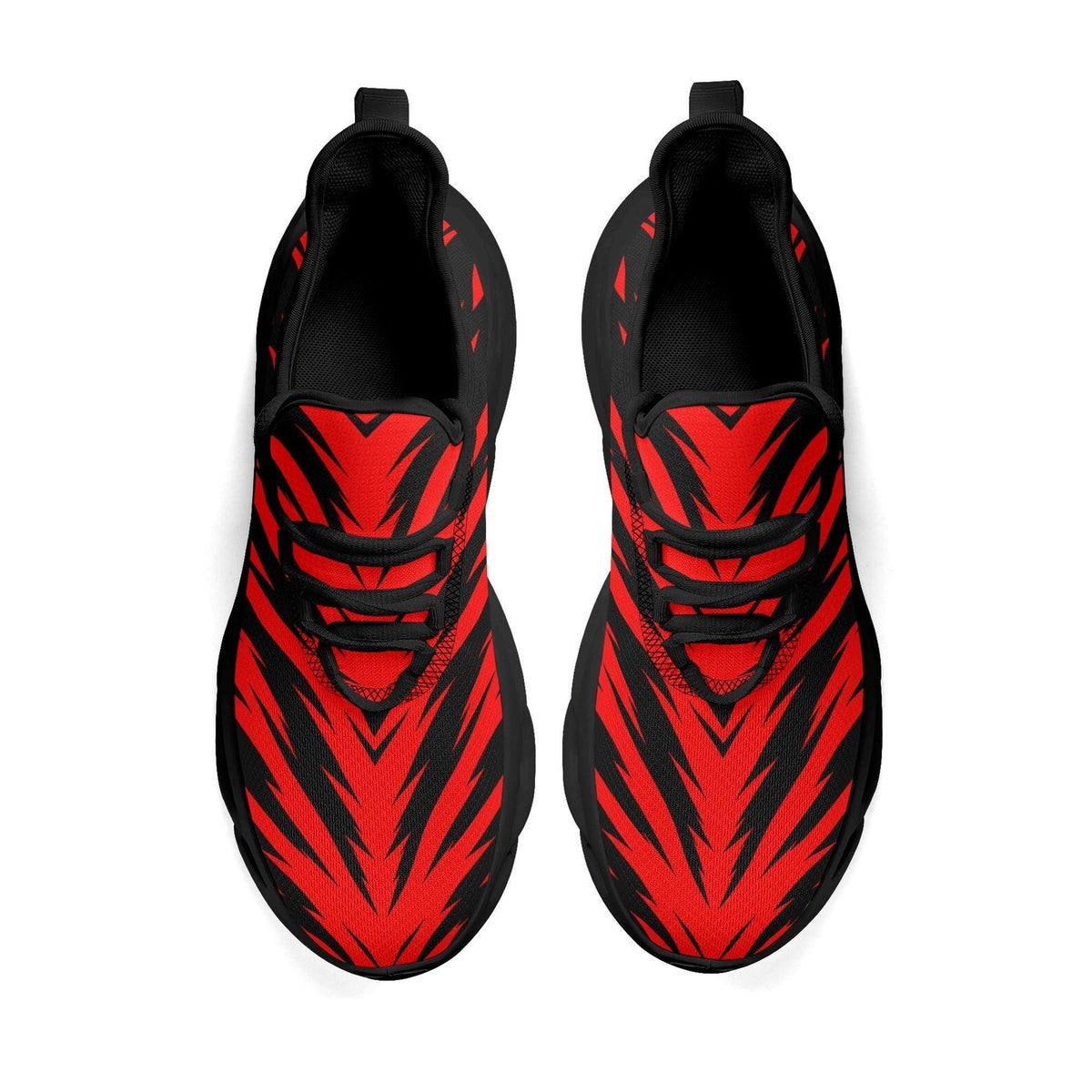 Red Black Tiger Stripe Sneakers, School Spirit Shoes, Team Color Athletic Shoes, Game Day Sneakers, Red Black Sports Fan Shoes