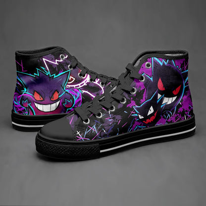 Gengar High Top Canvas Shoes Spooky Ghost Graphic Sneakers Gothic Streetwear Unisex Casual Footwear Gengar Gifts