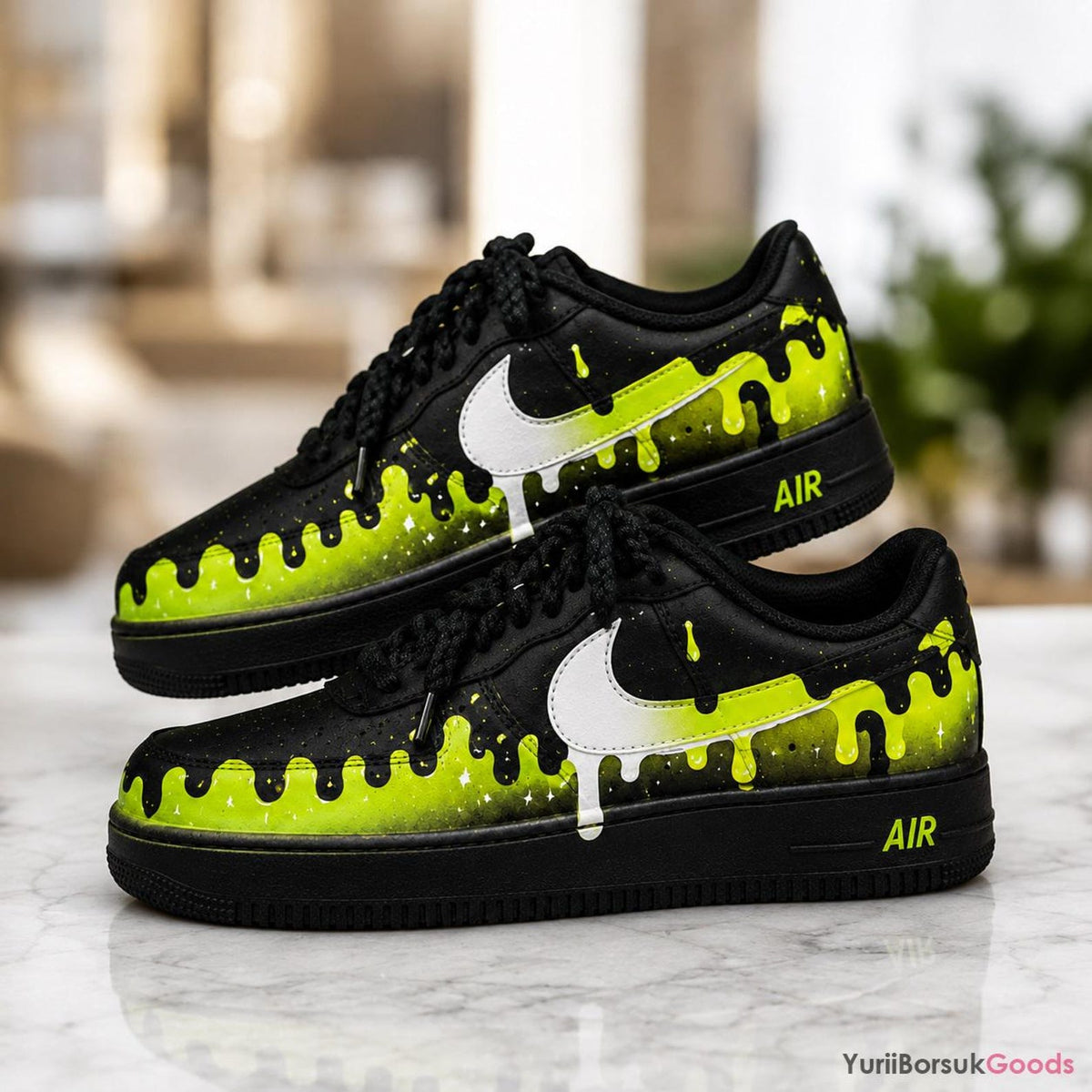 Hand-Painted Neon Drip Air Force 1 Sneakers, Custom Streetwear Kicks (Made to Order)