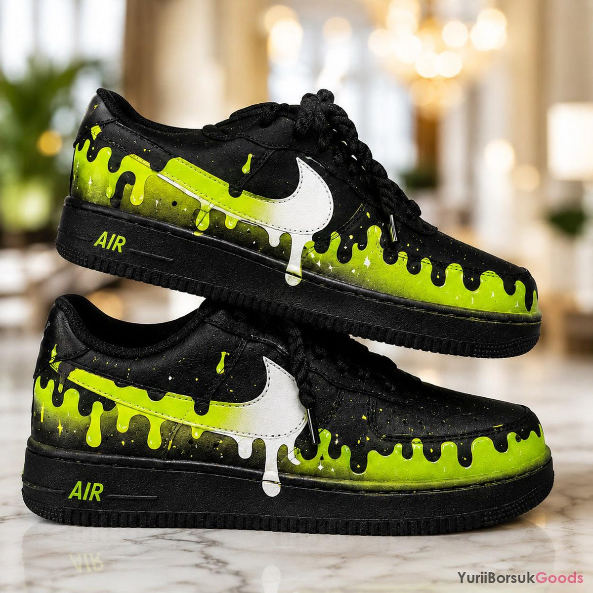 Hand-Painted Neon Drip Air Force 1 Sneakers, Custom Streetwear Kicks (Made to Order)