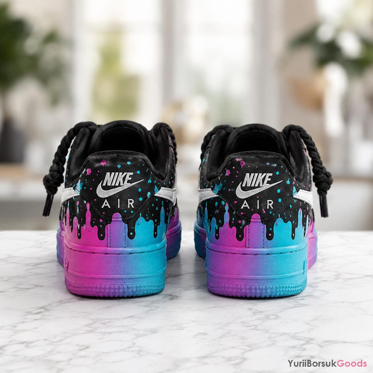 Hand-Painted Cotton Candy Drip Air Force 1 Sneakers, Custom Wedding Shoes (Made to Order)
