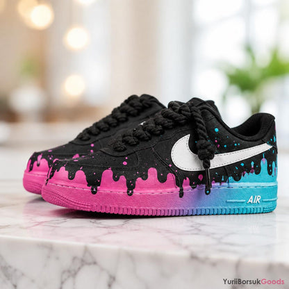 Hand-Painted Cotton Candy Drip Air Force 1 Sneakers, Custom Wedding Shoes (Made to Order)