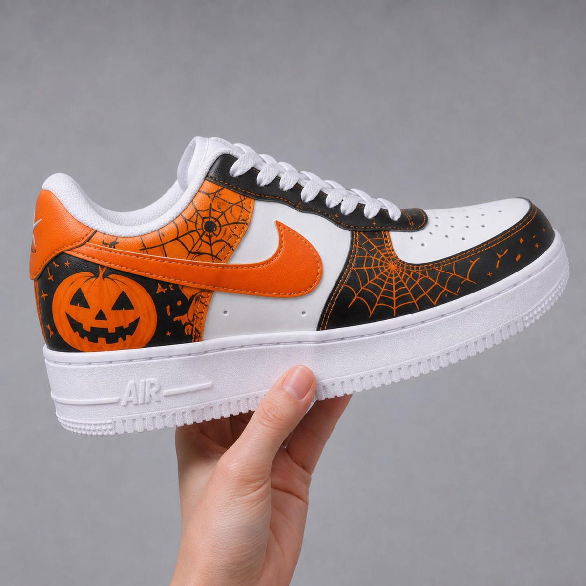 Custom Hand Painted Halloween Sneakers, Spooky Pumpkin Ghost Skeleton AF1, Witch Frankenstein Shoes, Personalized Horror Gift Men Women