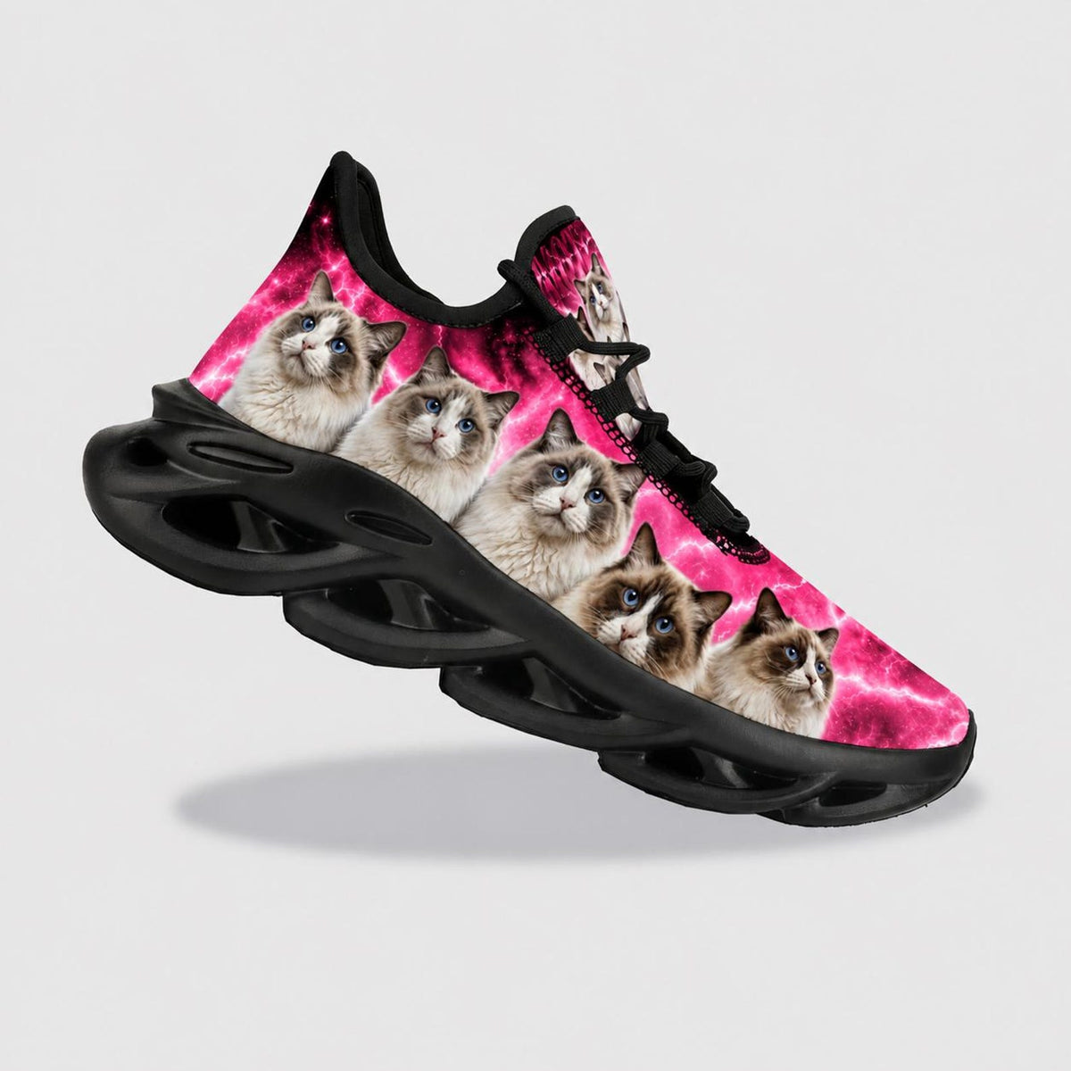 Custom Pet Photo Sneakers for Cat Lovers, Personalized Cat Nebula Shoes, Unique Gift for Pet Mom or Pet Dad
