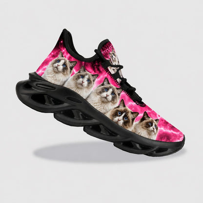 Custom Pet Photo Sneakers for Cat Lovers, Personalized Cat Nebula Shoes, Unique Gift for Pet Mom or Pet Dad