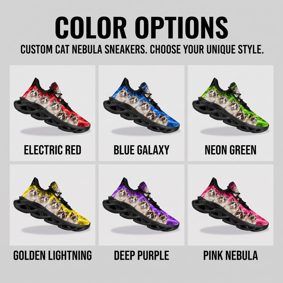 Custom Pet Photo Sneakers for Cat Lovers, Personalized Cat Nebula Shoes, Unique Gift for Pet Mom or Pet Dad