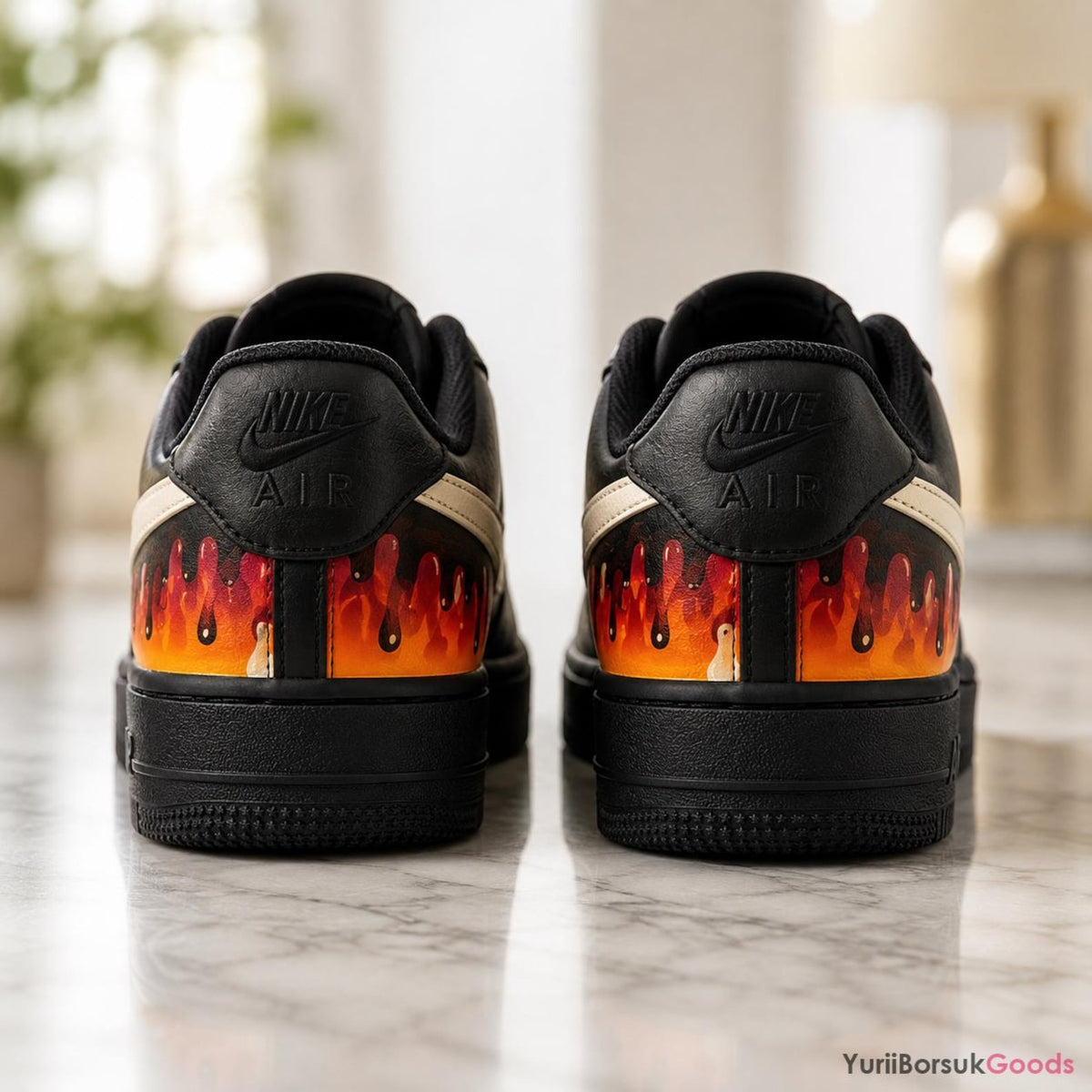 Custom Hand-Painted Fire Drip Air Force 1 Sneakers, Personalized Streetwear Gift