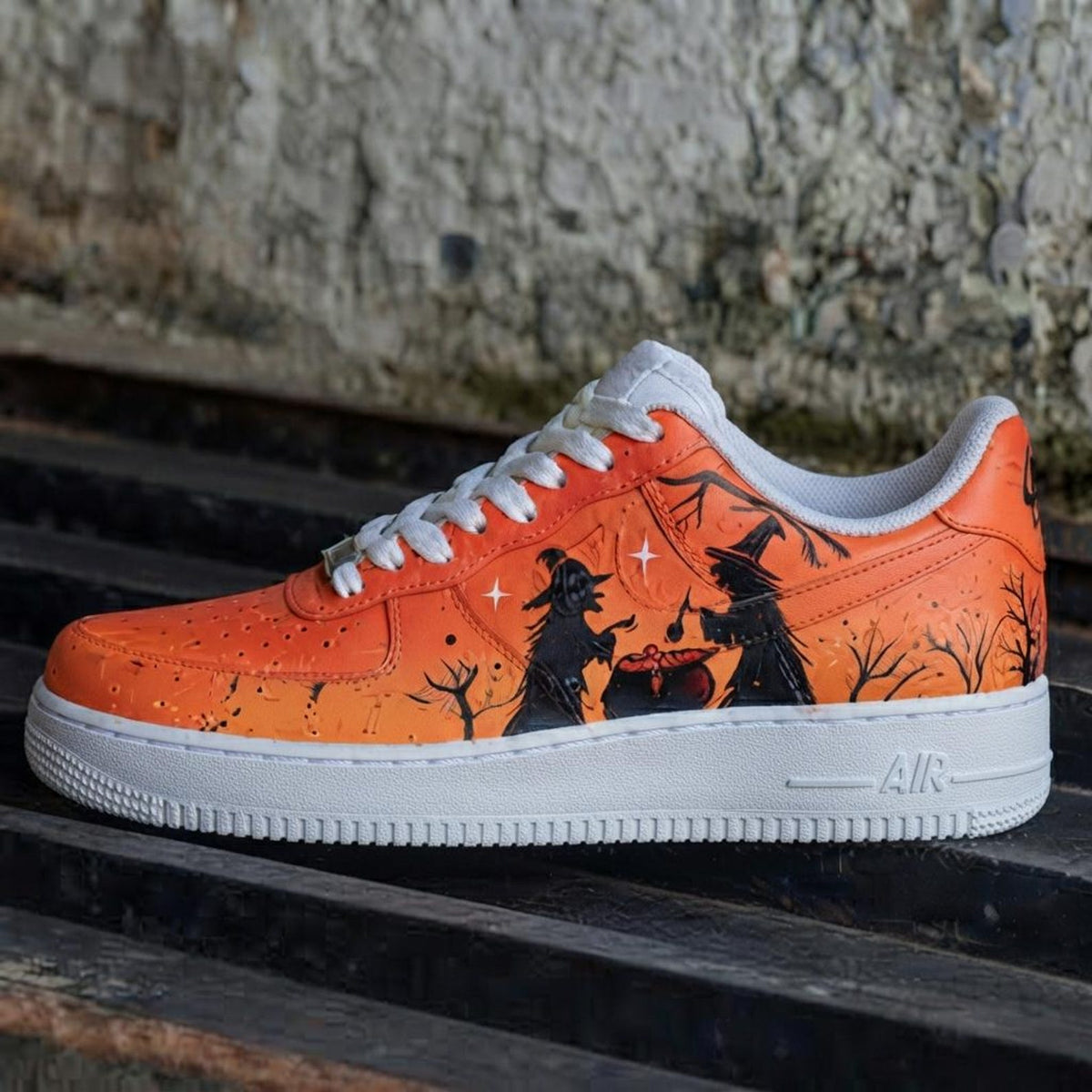 Custom Halloween Orange Design Color AF1 Sneakers | Hand Painted Streetwear Footwear