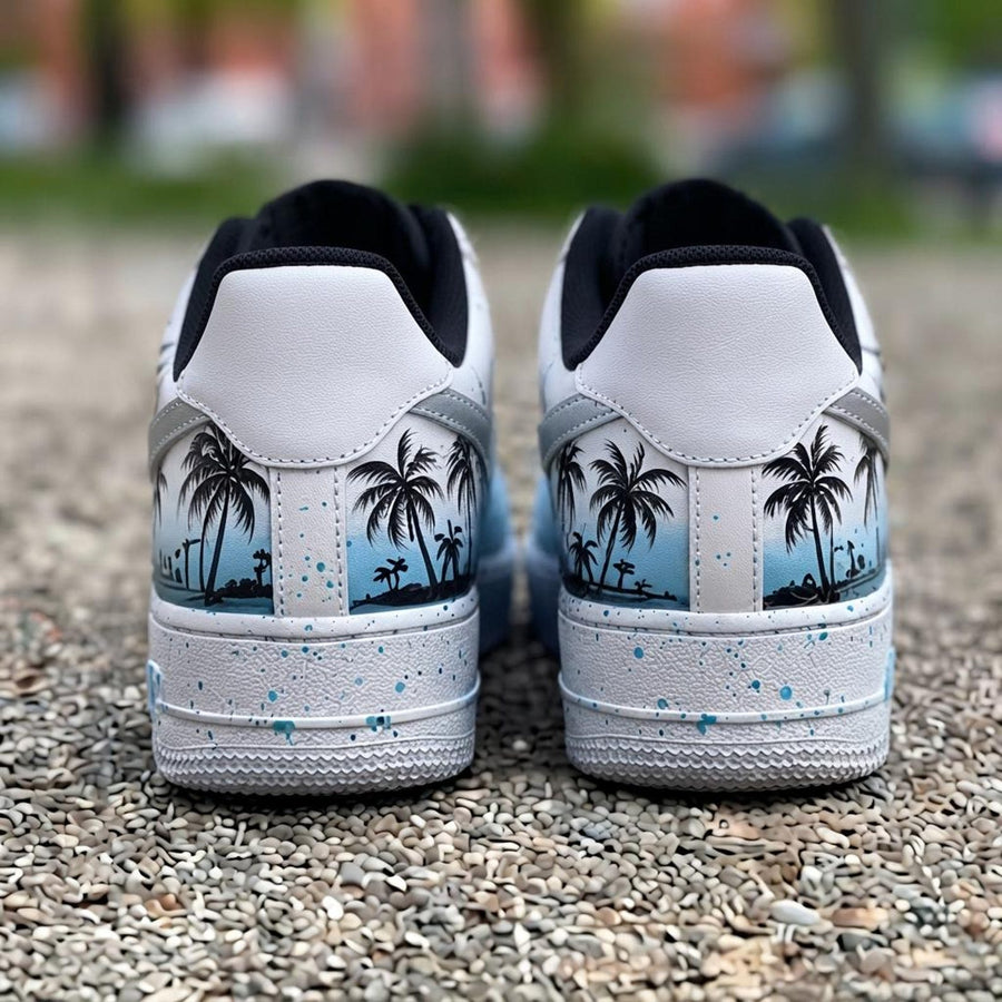 Custom Sunset Sky Beach Design AF1 Sneakers | Hand Painted Streetwear Footwear