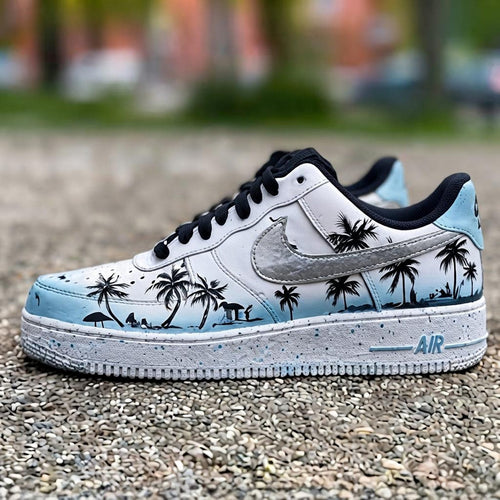 Custom Sunset Sky Beach Design AF1 Sneakers | Hand Painted Streetwear Footwear