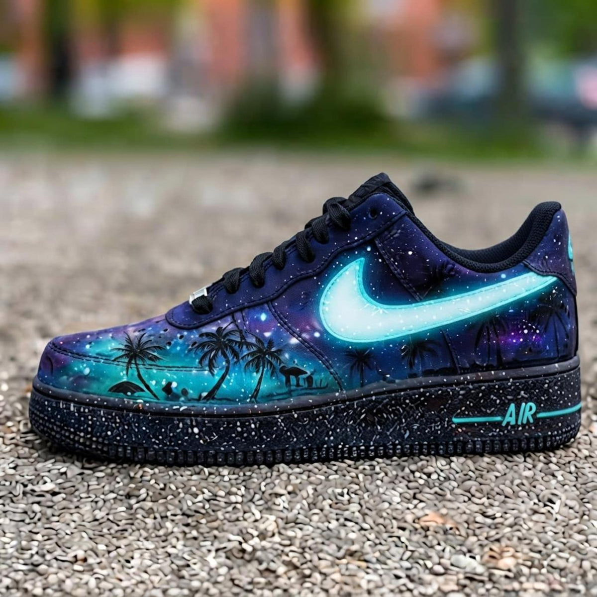 Custom Sunset Galaxy Beach Design AF1 Sneakers | Hand Painted Streetwear Footwear