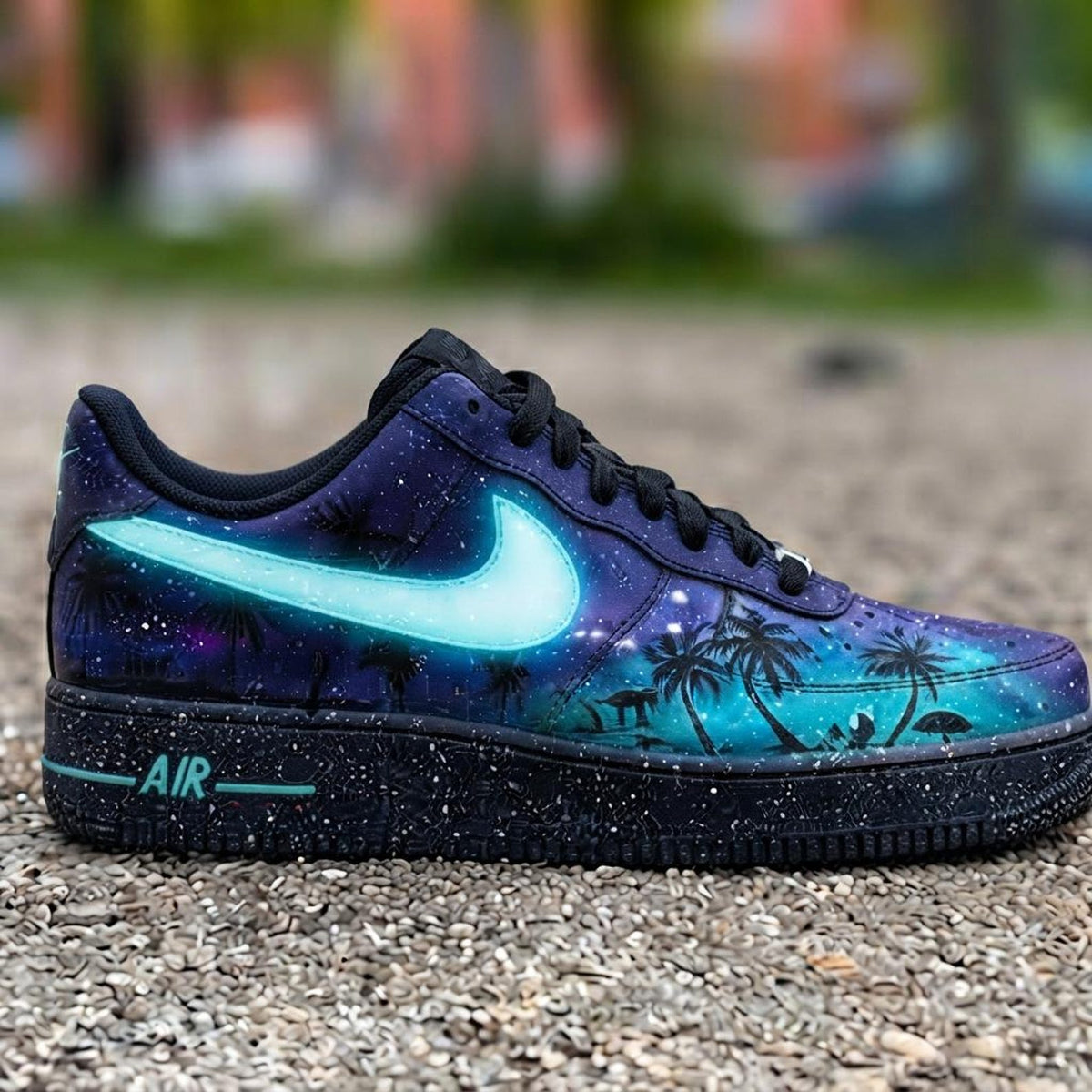 Custom Sunset Galaxy Beach Design AF1 Sneakers | Hand Painted Streetwear Footwear