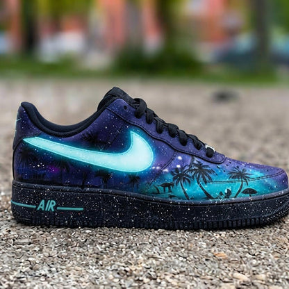 Custom Sunset Galaxy Beach Design AF1 Sneakers | Hand Painted Streetwear Footwear