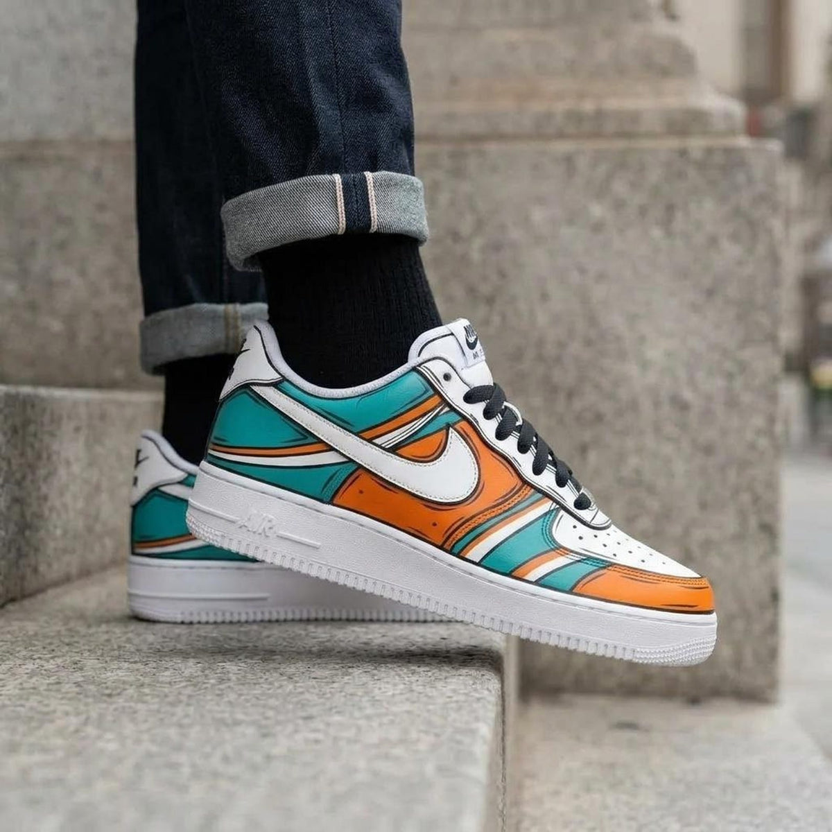 Custom Painted Shoes, Comic Art AF1 Kicks, Handcrafted Sports Sneakers