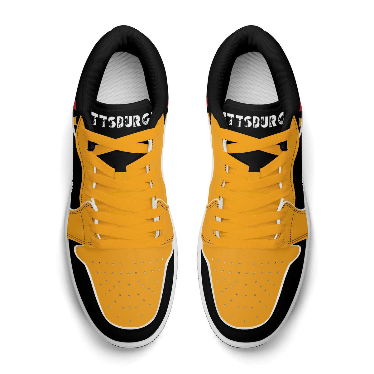 Pittsburgh Football Shoes, Black Gold Fan Sneakers for Men and Women, Steel City Game Day Kicks, Pennsylvania Football Gift, Fan Sneakers