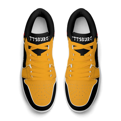 Pittsburgh Football Shoes, Black Gold Fan Sneakers for Men and Women, Steel City Game Day Kicks, Pennsylvania Football Gift, Fan Sneakers