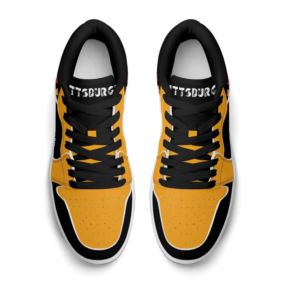 Pittsburgh Football Shoes, Black Gold Fan Sneakers for Men and Women, Steel City Game Day Kicks, Pennsylvania Football Gift, Fan Sneakers
