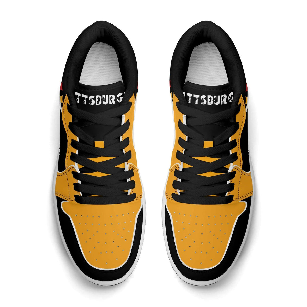 Pittsburgh Football Shoes, Black Gold Fan Sneakers for Men and Women, Steel City Game Day Kicks, Pennsylvania Football Gift, Fan Sneakers