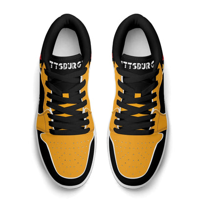 Pittsburgh Football Shoes, Black Gold Fan Sneakers for Men and Women, Steel City Game Day Kicks, Pennsylvania Football Gift, Fan Sneakers